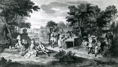 A la sombra de los bosques en un hermoso día de verano, c.1710 de Bernard Picart